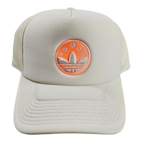 adidas Other - ADIDAS OTG 2.0 MESH TRUCKER MENS SNAPBACK HAT CREAM WHITE Orange STRIPE HAT CAP